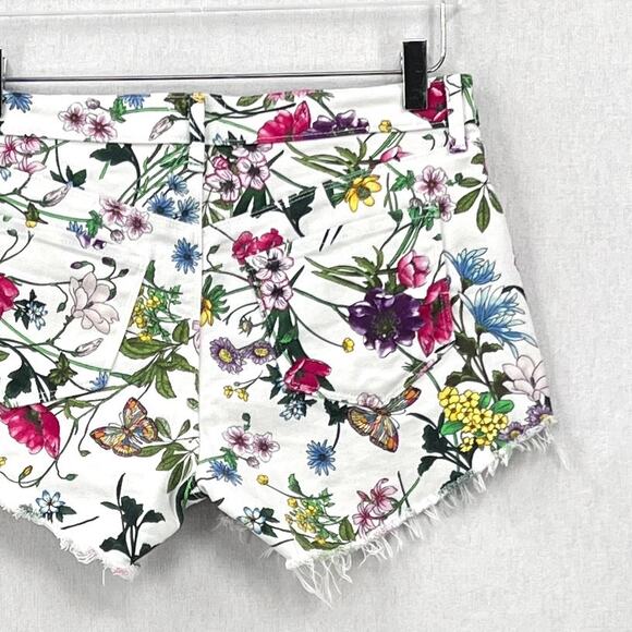L'AGENCE Audrey Mid Rise Botanical Print Jean Shorts Womens 26 White Multi Denim - Picture 9 of 16
